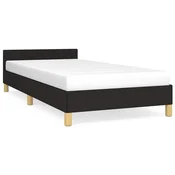 Vidaxl Posteljni okvir z vzglavjem brez vzmetnice črn 90x200 cm blago