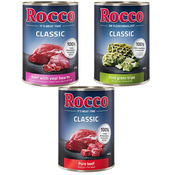 Snižena cijenš Rocco Classic probno miješano pakiranje 6 x 400 g - Govedi Mix: Cista govedina / Govedina i telece srce / Govedina i burag
