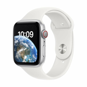 Apple Watch SE (2nd Gen) LTE 44mm Aluminium Silver Sport Band White