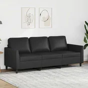 Vidaxl Kavč trosed črn 180 cm umetno usnje