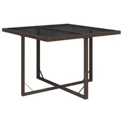 Vidaxl Vrtna miza rjava 109x107x74 cm poli ratan in steklo