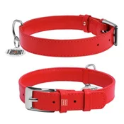 Waudog Glamour usnjena ovratnica - RDEČA 38-49 cm