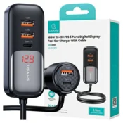 USAMS USAMS OMREŽNI POLNILEC 3XUSB 2XUSB-C 165W PD QC FAST CHARGE ČRN, (22070518)