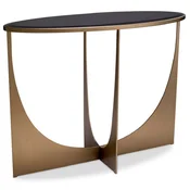 Casa Padrino luxury console brass/black 101.5 x 41.5 x H. 78.5 cm - Oval stainless steel console table with glass top - Luxury furniture - Living room furniture - Luxury furnishings