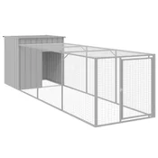 Vidaxl Kokošnjak z izhodom svetlo siv 110x405x110 cm pocinkano jeklo