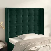 Uzglavlje s ušima tamnozeleno 83x16x118/128 cm baršunasto
