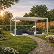 Bioklimatska pergola Ancora — Električni/4 x 5 m/Bela/Samostoječa