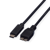 ROLINE Roline USB kabel USB 3.2 gen. 1 (USB 3.0) USB-C® vtič\, USB-mikro-B 3.0 vtič  0.50 m črna zaščiten 11.02.9005, (20416412)