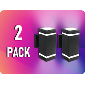 V-TAC LED stenska svetilka za 2xE27, IP20, črna, kvadratna/2-PACK!