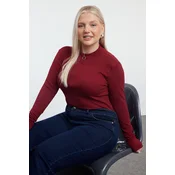 Trendyol Curve Burgundy Camisole Knitted Plus Size Blouse