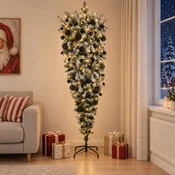 Obrnjen umetni viseči božični dreves 180 cm 300 LED Toplo bela