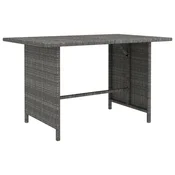 Vidaxl Vrtna jedilna miza siva 110x70x65 cm poli ratan