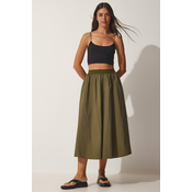 Happiness Istanbul Womens Khaki Balloon Parachute Midi Skirt