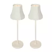 Set 2 Retro namiznih svetilk sivo-bele polnilne IP44 - Granny