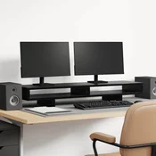 vidaXL Stojalo za monitor Črna 100 x 27 x 13 cm Konstruiran les