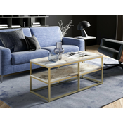Klubska mizica Kailua 1134 Beli marmor, Zlata, 47x52x110cm, Iverna plošča, Kotna