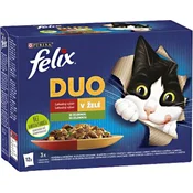 Vrečke FELIX Fantastic Duo, okusen izbor hran z zelenjavo v želatini 12 x 85 g