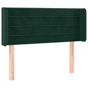Vidaxl Vzglavje z ušesi temno zeleno 103x16x78/88 cm žamet