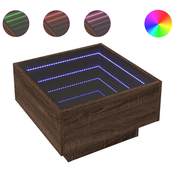 MAISON CHIC Klubska mizica - kavna mizica - Nizka mizica LED rjavi hrast 50x50x30 cm inženirski les, (21754873)