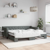 Greatstore Izvlečna dnevna postelja temno siva 90x200 cm blago