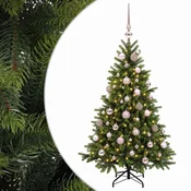 Vidaxl Umetna božična jelka z bučko 120 cm 150 LED Toplo bela