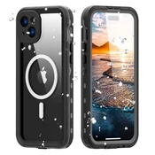 OEM Vodoodporno etui Shellbox DOT za iPhone 15 PLUS, združljivo z MagSafe, črno