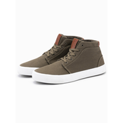 Ombre Mens cotton canvas high-top sneakers shoes - olive