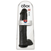 King Cock 15 - gigantski, s prisesnim podnožjem, dilda sa testisima (38cm) - crna