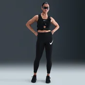 Nike Tempo Swoosh Run Womens High-Waisted 7/8 Running Leggings - Black - Printed Swoosh Logo On The Left Thigh