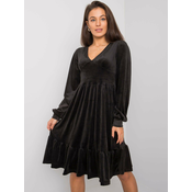 Black velvet dress with ruffle Modena