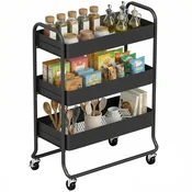 HOMCOM HOMCOM kuhinjski voziček kovina 64,5D x 34Š x 87V cm črna, (5000242718)