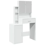 Vidaxl Toaletna mizica z omarico bela 80x35x132 cm