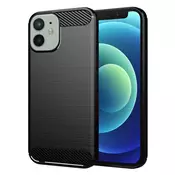 TPU gel ovitek Brushed Carbon za iPhone 12 Mini - črn