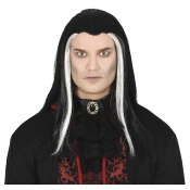 Guirca Črna vampirska lasulja z belimi prameni