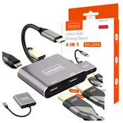 Zenwire Zenwire BYL-2309 USB-C hub adapter 4v1 z 2x HDMI 4K, USB 3.0 in Power Delivery 87W (Thunderbolt 3), (5000195858)