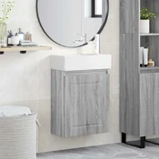 vidaXL Kopalniška omarica s tapo Siva Sonoma 45,5 x 22,5 x 84 cm