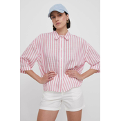 Košulja North Sails za žene, boja: ružicasta, relaxed, s klasicnim ovratnikom, 065387