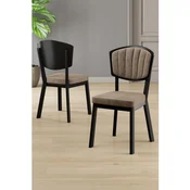Hanah Home set trpezarijskih stolica Nape 2 kom, kapucino tkanina Babyface, crne metalne noge