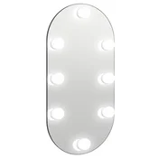 Vidaxl Ogledalo z LED lučkami 60x30 cm stekleno ovalno