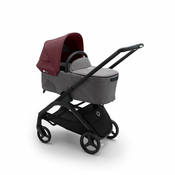 Bugaboo Dragonfly s košaro - BLACK/GREY MELANGE - DARK CHERRY