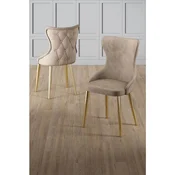 Hanah Home set trpezarijskih stolica Alpa 8 kom, kapucino tkanina Babyface, zlatne metalne noge
