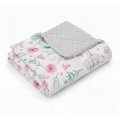 shumee Odeja Minky 75x100 (pepelnato rjava + majhni roza slončki)