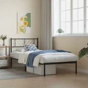 shumee vidaXL Kovinski posteljni okvir z vzglavjem črne barve 100x190 cm