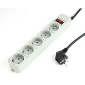 GEMBIRD - Surge Protection Power strip, 5 sockets, 3m, 16A Automatic Circuit Breaker, Power Switch, Grey