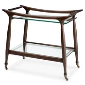 Casa Padrino luxury solid wood serving trolley with glass tops brown 86 x 50 x H. 75.5 cm - Hotel restaurant gastronomy trolley - Luxury hotel restaurant gastronomy accessories - Luxury furniture