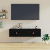 Zidni ormarici 2 kom crni 60x30x30 cm od masivne borovine