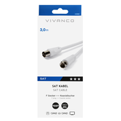 VIVANCO Empfängeranschlusskabel weiß 3m VIVANCO 44082 STC FB30-N Doppelschirmung, Koax-Kupplung