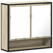 Vidaxl Kopalniška omarica z ogledalom, hrast sonoma, 65x20x60 cm, inženirski les