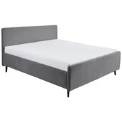 MID.YOU OBLAZINJENA POSTELJA 180 cm  x 200 cm , tekstil, leseni material temno siva