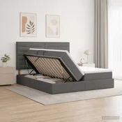 vidaXL Postelja s shranjevanjem Temno siva 200 x 200 cm Blago
